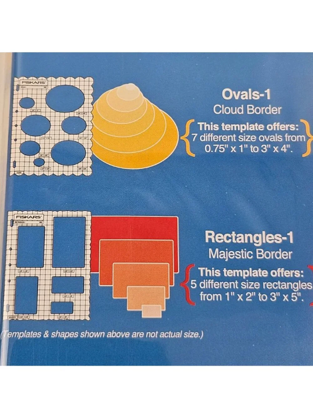 Fiskars Shape Template 2 Pack Ovals Rectangles Scrapbooking Card Making NIP